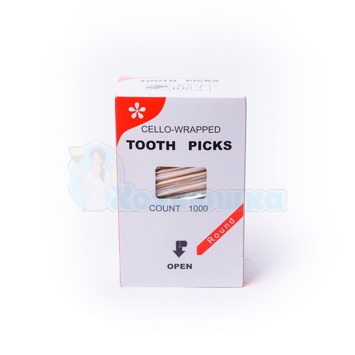 Зубочистки в индивидуальной целлофановой упаковке (1000 шт/уп)