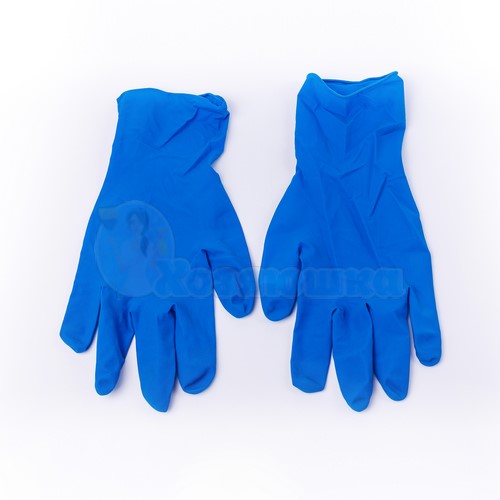 Перчатки латексные хозяйственные синие М (7 - 8) ТМ MMedical