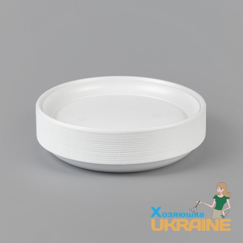 Тарелка одноразовая пластиковая большая белая, d205 мм РР (100 шт/уп)