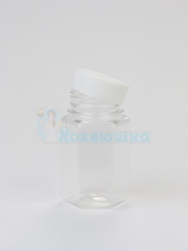 Бутылка ПЕТ 100мл (прозрачная) d38 шестигранник з крышкой