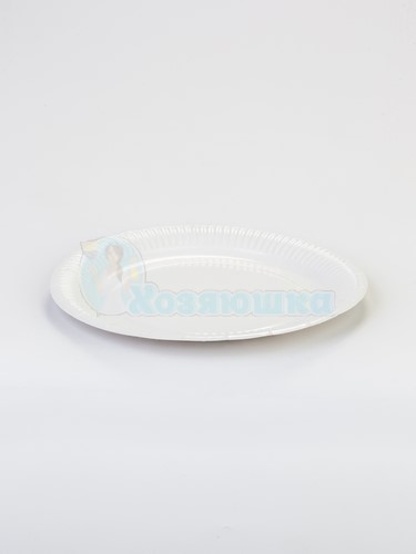 Тарелка картонная круглая белая 23 см (100 шт/уп)